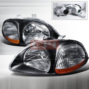 Honda 1996-1998 Honda Civic Jdm Black Headlights/ Head Lamps-Euro Style Performance 1996,1997,1998