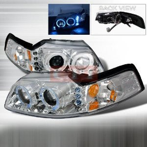 Ford 1999-2004 Ford Mustang 2 Halo Led Projector Head Lamps/ Headlights 1 Set Rh&Lh Performance 1999,2000,2001,2002,2003,2004