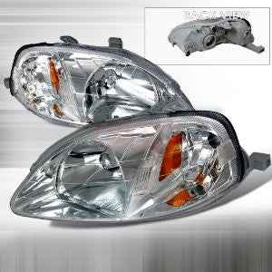 Honda 1999-2000 Honda Civic Crystal Headlights/ Head Lamps-Euro Style