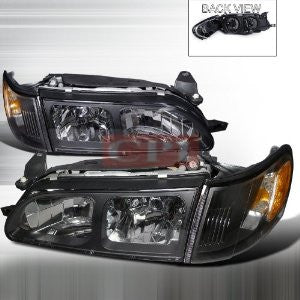 TOYOTA 93-97 COROLLA HEADLIGHT + CORNER LIGHT BLACK PERFORMANCE 1 SET RH & LH 1993,1994,1995,1996,1997