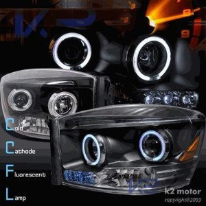 DODGE 06-08 DODGE RAM - BLACK CCFL PROJECTOR HEAD LIGHTS/ LAMPS - PERFORMANCE 1 SET RH & LH 2006,2007,2008