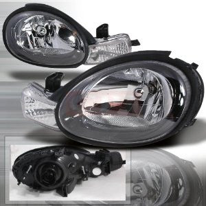 Dodge 2000-2003 Dodge Neon Headlights/ Head Lamps - Black-Euro Style