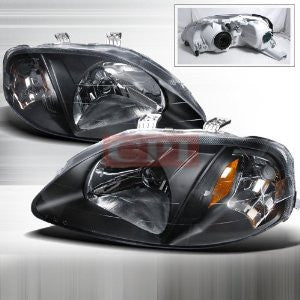 Honda 1999-2000 Honda Civic Jdm Black Headlights/ Head Lamps-Euro Style Performance 1999,2000