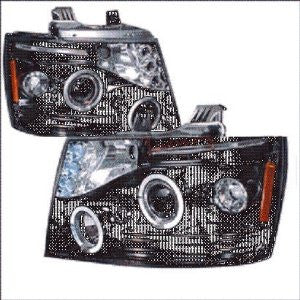 Chevy Avalanche Halo Projector Headlight Gloss Black Housing Smoke Lens