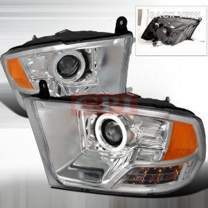 DODGE 09-10 DODGE RAM PROJECTOR HEADLIGHTS/ HEAD LAMP /LIGHTS CHROME   1 SET RH & LH 2009, 2010