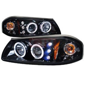 Chevy 00-05 Impala Halo Projector Headlight Gloss Black Housing Smoke Lens Performance 1 Set Rh & Lh 2000,2001,2002,2003,2004,2005