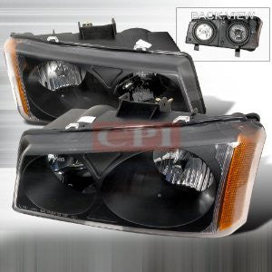 CHEVY 2003-2005 CHEVROLET CHEVY SILVERADO HEADLIGHTS/ HEAD LAMPS BLACK-EURO STYLE PERFORMANCE 2003,2004,2005