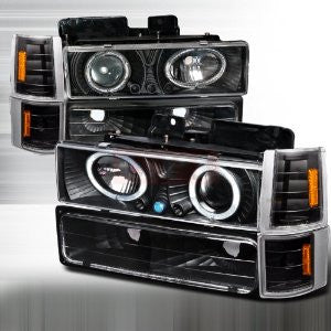 Gmc 94-98 Gmc Pick Up - Black 8 Pc Projector Head Lights/ Lamps & Corner Lights & Bumper Lights - Combo