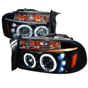 Dodge Dakota Halo Projector Headlight Gloss Black Housing Smoke Lens