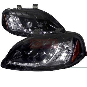 Honda Civic R8 Style Smoked Lens Gloss Black Housing Projector Headlights