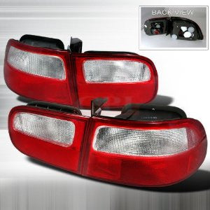 Honda 1992-1995 Civic 3Dr Red Clear Tail Lights /Lamps Euro