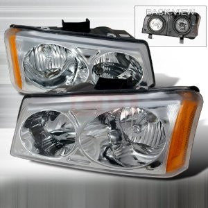 Chevy 2003-2005 Chevrolet Chevy Silverado Headlights/ Head Lamps -Chrome-Euro Style