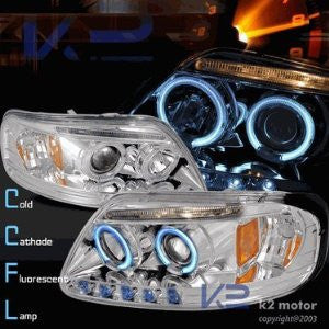 FORD 97-03 FORD F150 - CHROME CCFL PROJECTOR HEAD LIGHTS/ LAMPS - PERFORMANCE 1 SET RH & LH 1997,1998,1999,2000,2001,2002,2003