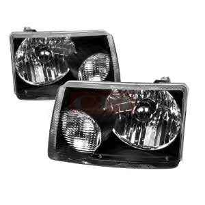 Ford 01-08 Ford Ranger Euro Headlights Black Housing