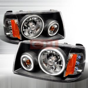 FORD 2001-2004 FORD RANGER CCFL HEADLIGHTS -BLACK 1 SET RH&LH PERFORMANCE 2001,2002,2003,2004