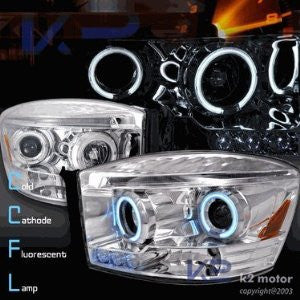 DODGE 06-08 DODGE RAM - CHROME CCFL PROJECTOR HEAD LIGHTS/ LAMPS - PERFORMANCE 1 SET RH & LH 2006,2007,2008