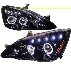 Honda 03-07 Accord Smoked Lens Gloss Black Housing Projector Headlights Performance 1 Set Rh & Lh 2003,2004,2005,2006,2007