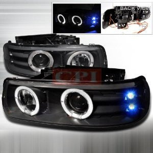 CHEVY 99-03 CHEVY SILVERADO HALO PROJECTOR HEADLIGHT - BLACK PERFORMANCE 1 SET RH & LH 1999,2000,2001,2002,2003