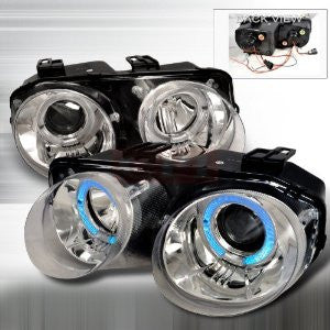 ROXX Black Halo Projector Headlights – 98-01 Acura Integra JDM Style – Clear Lens, LED Halo