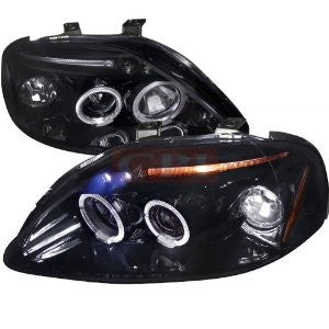 Honda Civic Smoked Lens Gloss Black Housing Projector Headlights-b