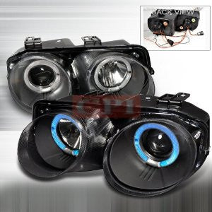 ACURA 98-01 ACURA INTEGRA - BLACK DUAL HALO PROJECTOR HEAD LIGHTS/ LAMPS - PERFORMANCE 1 SET RH & LH 1998,1999,2000,2001