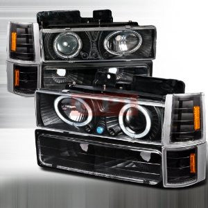 GMC 94-98 GMC PICK UP- BLACK 8 PC PROJECTOR HEAD LIGHTS/ LAMPS & CORNER LIGHTS & BUMPER LIGHTS - COMBO 1 SET RH & LH