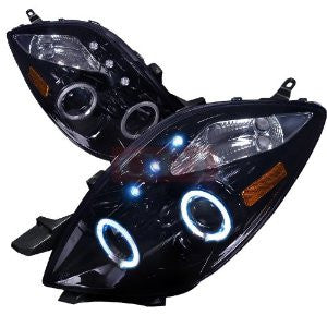 Toyota 05-08 Yaris Halo Projector Headlight Smoked Lens Gloss Black Housing 3 Door Only Performance 1 Set Rh & Lh 2005,2006,2007,2008