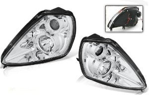 00-05 mitsubishi eclipse halo projector head light - chrome / clear performance