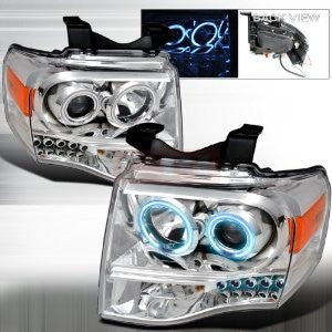 FORD 07-08 FORD EXPEDITION CCFL PROJECTOR HEADLIGHTS - CHROME   1 SET RH & LH 2007,2008