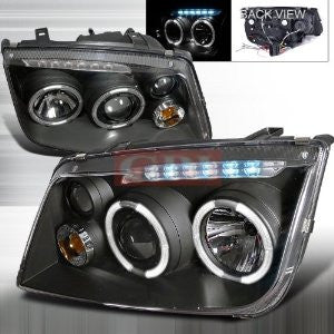 VOLKSWAGEN 99-04 JETTA PROJECTOR HEADLIGHT BLACK HOUSING   1 SET RH & LH 1999,2000,2001,2002,2003,2004