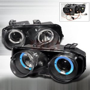 Acura 94-97 Acura Integra - Black Dual Halo Projector Head Lights/ Lamps -