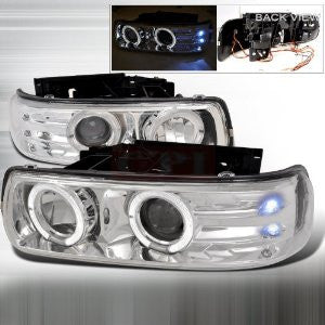 Chevy 99-02 Chevy Silverado Halo Projector Headlights - Chrome