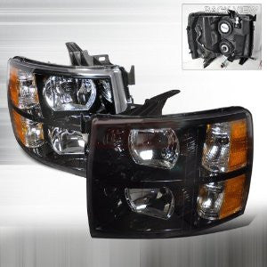 Chevrolet 07-10 Chevy Silverado Headlights/ Head Lamp /Lights - Black