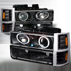 Chevrolet/ Chevy 94-98 C10 - Black 8 Pc Projector Head Lights/ Lamps & Corner Lights & Bumper Lights - Combo