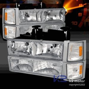 CHEVROLET/ CHEVY 94-98 C10 - 8 PC HEAD LIGHTS/ LAMPS & CORNER LIGHTS & BUMPER LIGHTS - COMBO PERFORMANCE 1 SET RH & LH 1994,1995,1996,1997,1998