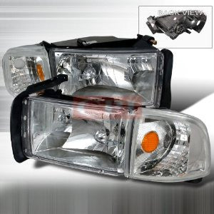 Dodge 1994-2001 Dodge Ram Pick Up Headlights/ Head Lamps Combo Set-Euro Style Performance 1994,1995,1996,1997,1998,1999,2000,2001