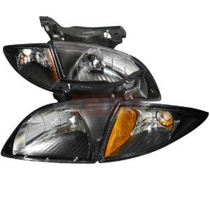 Chevy 00-02 Cavalier Black Housing Euro Headlights With Corner 2000,2001,2002