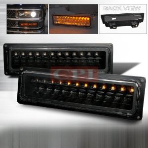 Chevrolet / Chevy 1988-1998 C10 Pick Up Led Turn Signal/ Bumper Lights/ Lamps- Black Euro Performance