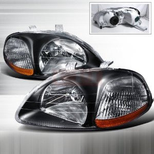 Honda 1996-1998 Honda Civic Jdm Black Headlights/ Head Lamps-Euro Style