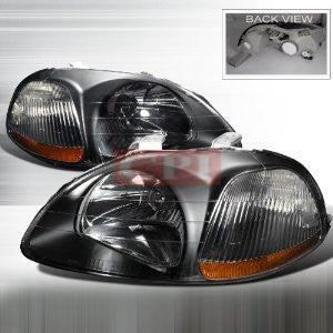 HONDA 1996-1998 HONDA CIVIC JDM HEADLIGHTS/ HEAD LAMPS - BLACK-EURO STYLE PERFORMANCE 1996,1997,1998