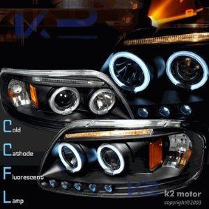 FORD 97-03 FORD F150 - BLACK CCFL PROJECTOR HEAD LIGHTS/ LAMPS - PERFORMANCE 1 SET RH & LH 1997,1998,1999,2000,2001,2002,2003