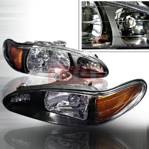 FORD 1997-2002 FORD ESCORT HEADLIGHTS/ HEAD LAMPS JDM BLACK-EURO STYLE   1997,1998,1999,2000,2001,2002