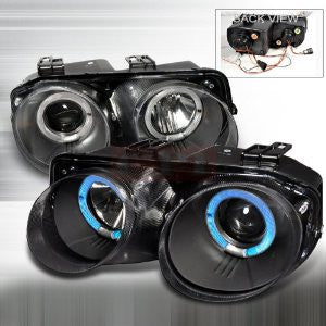 Acura 98-01 Acura Integra - Black Dual Halo Projector Head Lights/ Lamps -