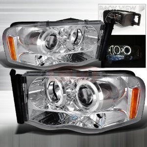 Dodge 2002-2004 Dodge Ram Halo Projector Head Lamps/ Headlights - Chrome