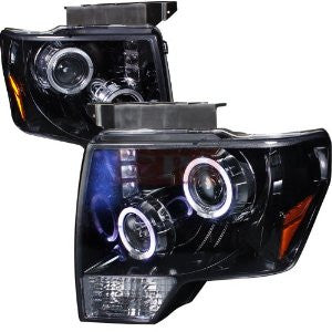 Ford F150 Halo Projector Headlight Gloss Black Housing Smoke Lens-e