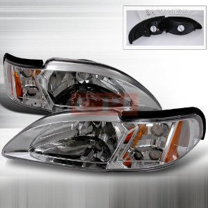 Ford 1994-1998 Ford Mustang Headlights/ Head Lamps With Corner-Euro Style Performance 1994,1995,1996,1997,1998