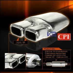 Universal Remus Style Dual Tip Muffler 3.0 Outlet 2.5 Inlet Performance-e
