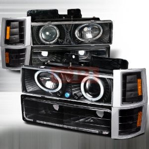 Chevrolet/ Chevy 94-98 C10 - Black 8 Pc Projector Head Lights/ Lamps & Corner Lights & Bumper Lights - Combo Performance