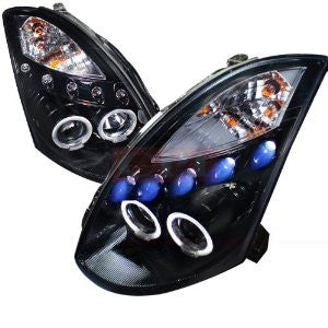 Infiniti G35 2DR Projector Headlight Gloss Black Housing Smoke Lens Compatible With Factory Hid