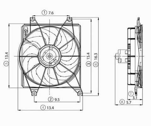 Hyundai 95-99 Hyundai Accent Radiator Cooling Fan Assembly (1) Pc Replacement 1995,1996,1997,1998,1999